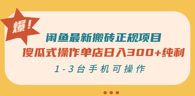 【副业项目3413期】闲鱼最新搬砖正规赚钱项目（手机上赚钱的副业）-千图副业网