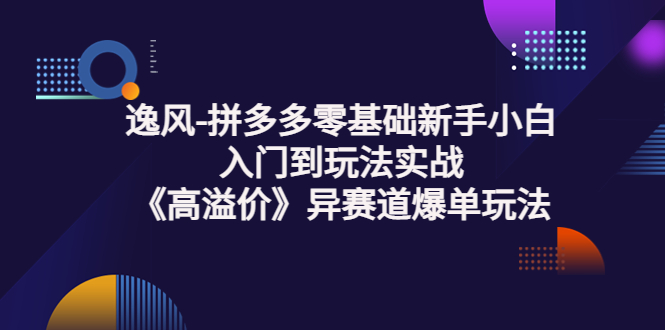 【副业项目3877期】逸风-拼多多新手小白入门到玩法实战，异赛道爆单玩法实操课-千图副业网