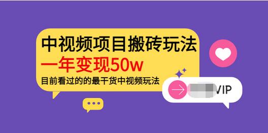 【副业项目3965期】《老吴·中视频项目搬砖玩法，一年变现50w》目前看过的的最干货中视频玩法-千图副业网