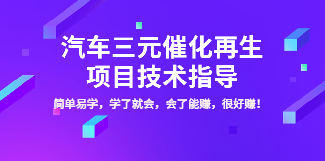 【副业项目4117期】汽车三元催化再生项目技术指导，简单易学，学了就会，会了能赚，很好赚-千图副业网