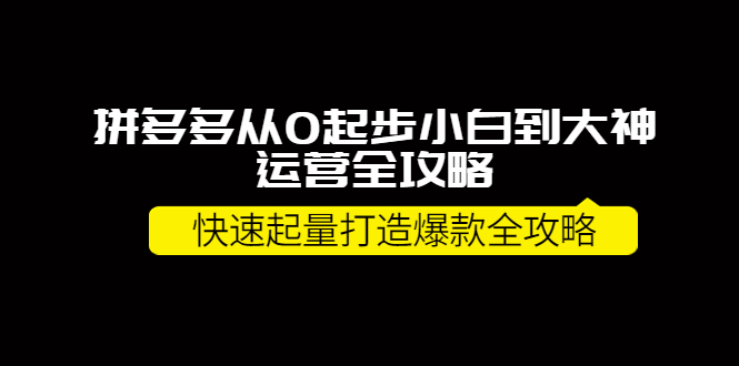 【副业项目4227期】拼多多从0起步小白到大神运营全攻略，快速起量打造10W+爆款全攻略-千图副业网