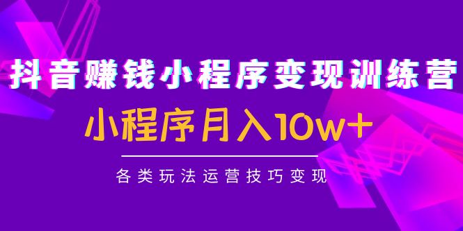 【副业项目4765期】抖音赚钱小程序变现训练营：小程序月入10w+各类玩法运营技巧变现-千图副业网