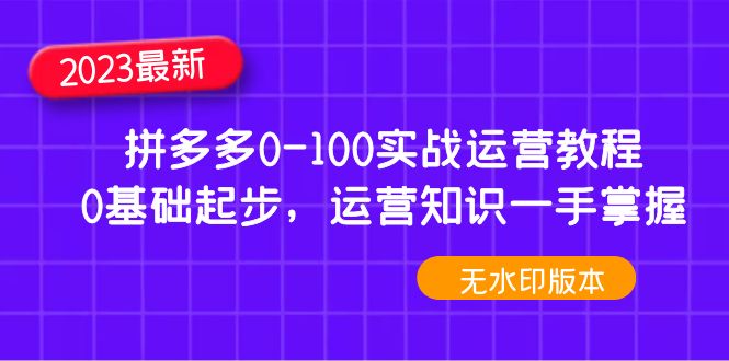 【副业项目5048期】2023拼多多0-100实战运营教程，0基础起步，运营知识一手掌握-千图副业网