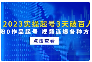 【副业项目5033期】2023实操起号3天破百人，0粉0作品起号 视频连爆各种方法-千图副业网