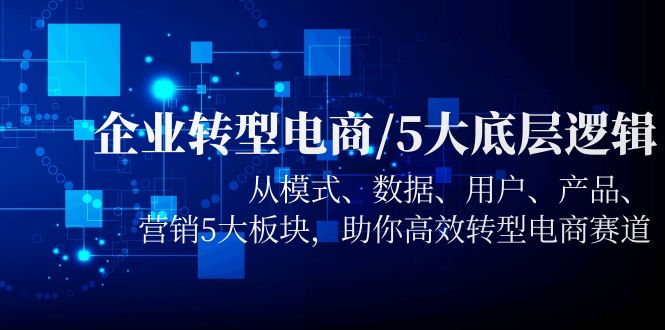 【副业项目5960期】企业转型电商/5大底层逻辑，从模式 数据 用户 产品 营销5大板块，高效转型-千图副业网