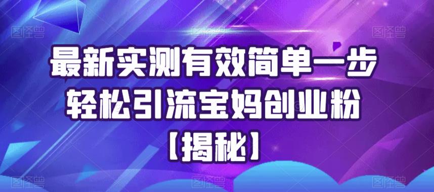 【副业项目6204期】最新实测有效简单一步轻松引流宝妈创业粉【揭秘】-千图副业网