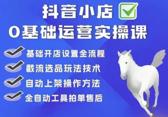 【副业项目6317期】白马电商·0基础抖店运营实操课，基础开店设置全流程，截流选品玩法技术-千图副业网