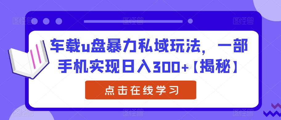 【副业项目6441期】车载u盘暴力私域玩法，一部手机实现日入300+【揭秘】-千图副业网