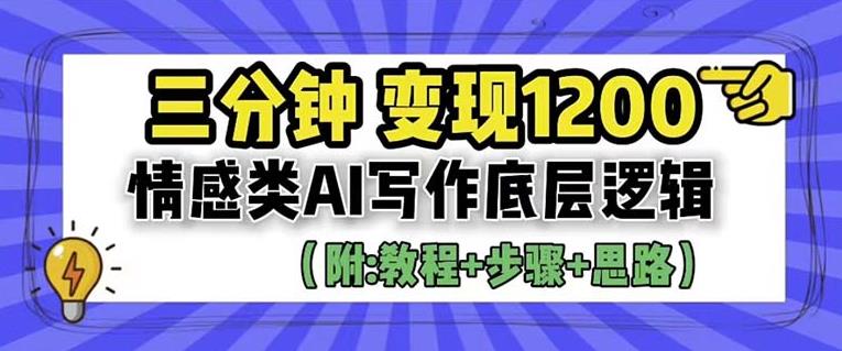 【副业项目6442期】情感类AI写作底层逻辑，3分钟掌握变现技巧（附：详细教程及步骤+独家资料）【揭秘】-千图副业网