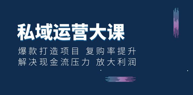 【副业项目6574期】私域运营大课：爆款打造项目 复购率提升 解决现金流压力 放大利润-千图副业网