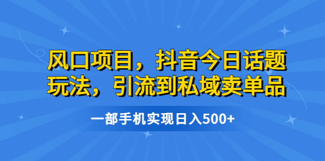 【副业项目6791期】风口项目，抖音今日话题玩法，引流到私域卖单品，一部手机实现日入500+-千图副业网