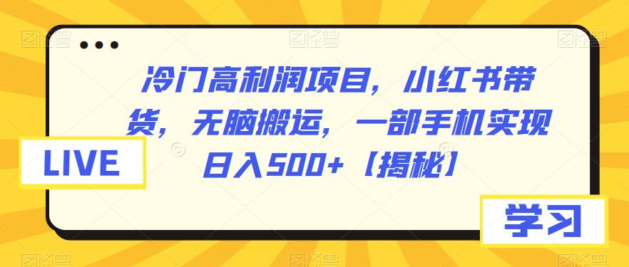 【副业项目6875期】冷门高利润项目，小红书带货，无脑搬运，一部手机实现日入500+【揭秘】-千图副业网