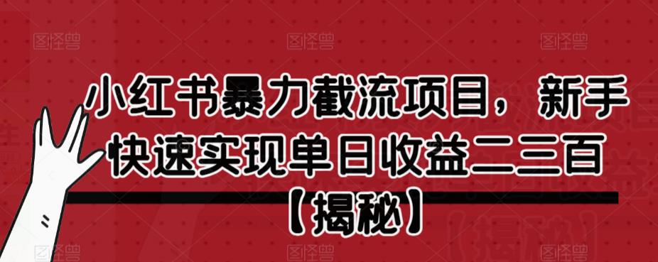 【副业项目6889期】小红书暴力截流项目，新手快速实现单日收益二三百【仅揭秘】-千图副业网