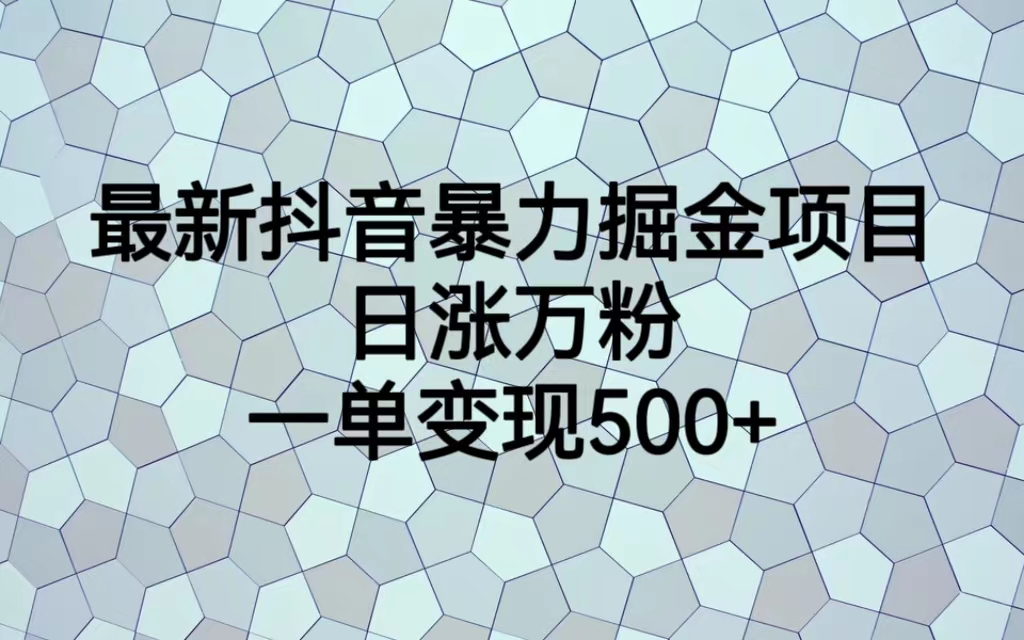 【副业项目6939期】最新抖音暴力掘金项目，日涨万粉，一单变现500+-千图副业网