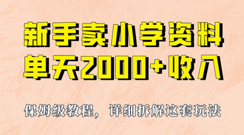 【副业项目7100期】卖小学资料，实现单天2000+，实操项目，保姆级教程+资料+工具-千图副业网