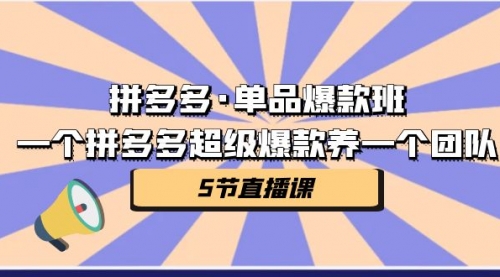 【副业项目第7171期】拼多多·单品爆款班，一个拼多多超级爆款养一个团队-千图副业网