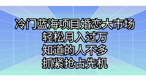 【副业项目7246期】冷门蓝海项目婚恋大市场，轻松月入过万-千图副业网