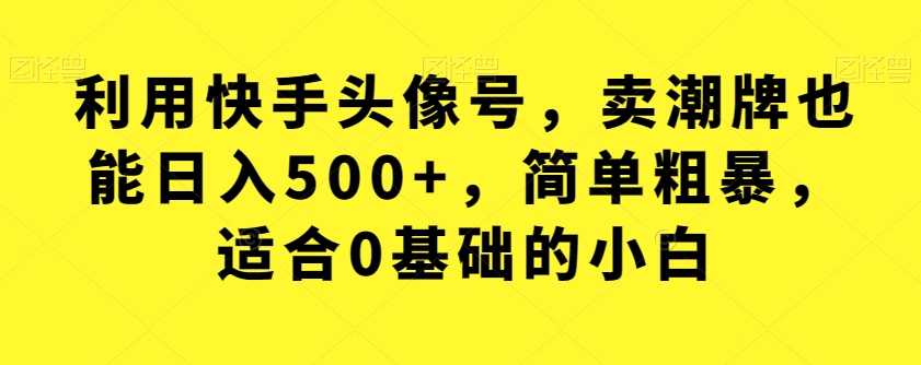 【副业项目7527期】利用快手头像号，卖潮牌也能日入500+，简单粗暴，适合0基础的小白【揭秘】-千图副业网