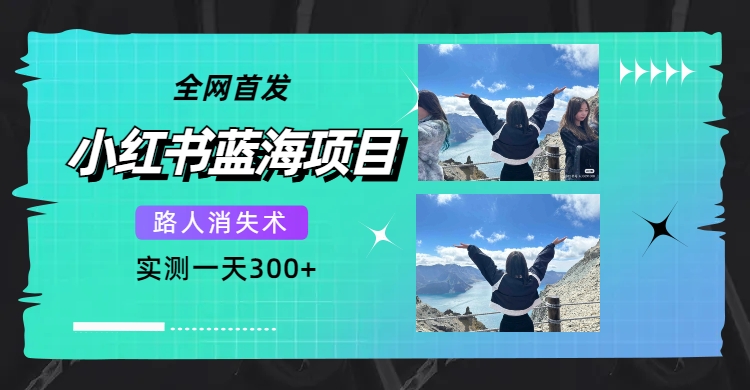 【副业项目7750期】全网首发，小红书蓝海项目，路人消失术，实测一天300+（教程+工具）-千图副业网