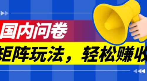 【副业项目7605期】保姆级教程，国内问卷矩阵玩法，轻松赚收益-千图副业网