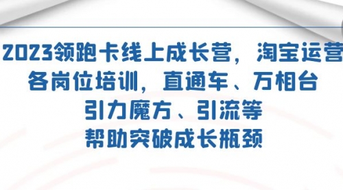 【副业项目7677期】2023领跑·卡 线上成长营 淘宝运营各岗位培训 直通车 万相台 引力魔方 引流-千图副业网