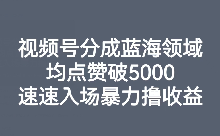 【副业项目8023期】视频号分成蓝海领域，均点赞破5000，速速入场暴力撸收益-千图副业网