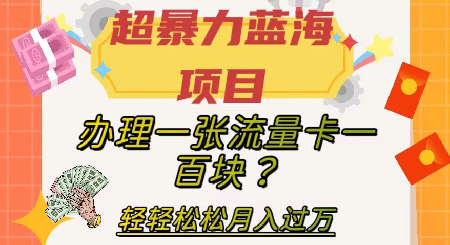 【副业项目8024期】超暴力蓝海项目，办理一张流量卡一百块？轻轻松松月入过万，保姆级教程【揭秘】-千图副业网