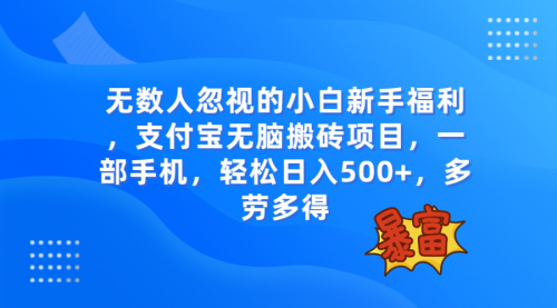 【副业项目8111期】无数人忽视的项目，支付宝无脑搬砖项目，一部手机即可操作，轻松日入500+-千图副业网