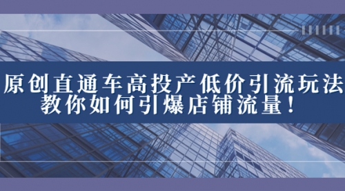 【副业项目8402期】2023直通车高投产低价引流玩法，教你如何引爆店铺流量！-千图副业网