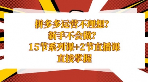 【副业项目8633期】拼多多运营不理想？新手不会做？15节系列课+2节直播课-千图副业网