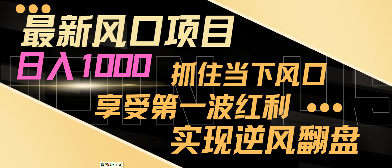 【副业8650期】最新风口项目，日入过千，抓住当下风口，享受第一波红利，实现逆风翻盘-千图副业网