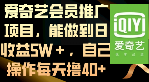 【副业8764期】爱奇艺会员推广项目，能做到日收益5W＋-千图副业网