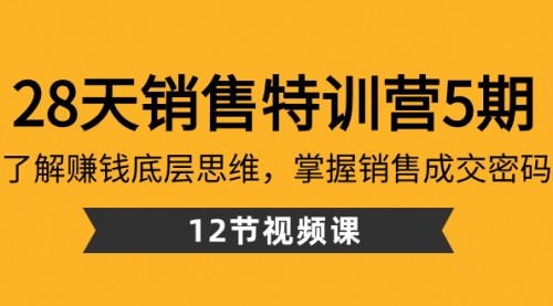 【副业8768期】28天·销售特训营5期：了解赚钱底层思维，掌握销售成交密码（12节课）-千图副业网