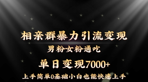 【副业8845期】相亲群暴力引流男粉女粉通吃变现玩法，单日变现7000+保姆教学1.0-千图副业网