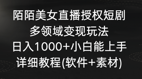 【副业8963期】陌陌美女直播授权短剧，多领域变现玩法，日入1000+-千图副业网