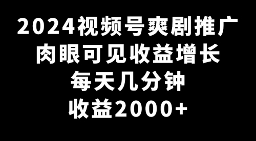 【副业9031期】2024视频号爽剧推广，肉眼可见的收益增长，每天几分钟收益2000+-千图副业网