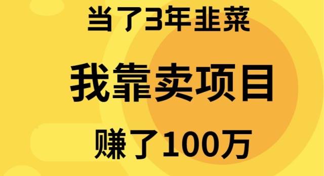 当了3年韭菜，我靠卖项目赚了100万-千图副业网