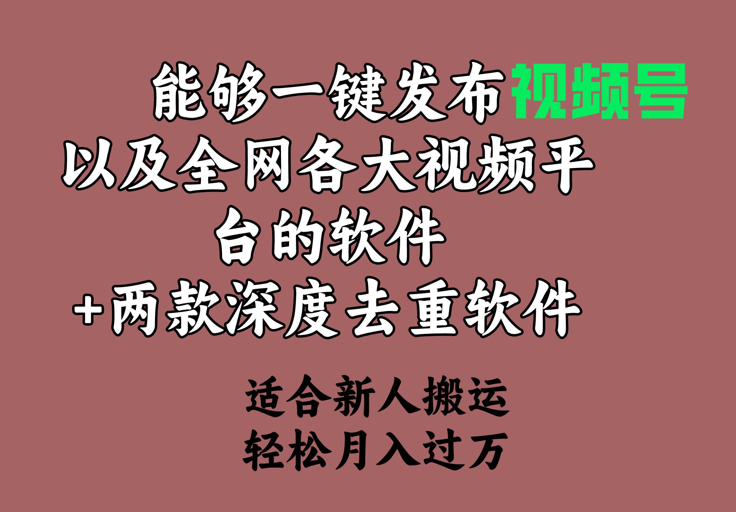 能够一键发布视频号以及全网各大视频平台的软件+两款深度去重软件 适合…-千图副业网