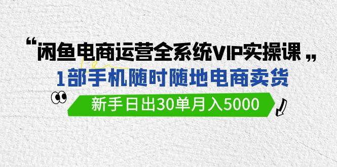 闲鱼电商运营全系统VIP实战课，1部手机随时随地卖货，新手日出30单月入5000-千图副业网