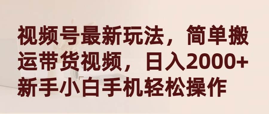 视频号最新玩法，简单搬运带货视频，日入2000+，新手小白手机轻松操作-千图副业网