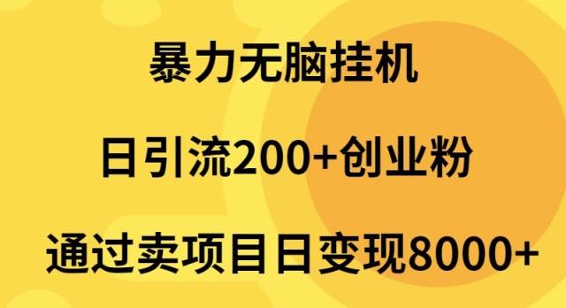 暴力无脑挂机日引流200+创业粉通过卖项目日变现2000+-千图副业网