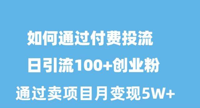 如何通过付费投流日引流100+创业粉月变现5W+-千图副业网