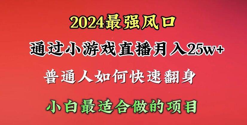 2024年最强风口，通过小游戏直播月入25w+单日收益5000+小白最适合做的项目-千图副业网