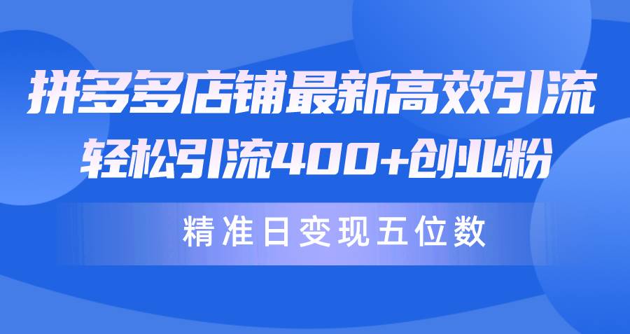 拼多多店铺最新高效引流术，轻松引流400+创业粉，精准日变现五位数！-千图副业网