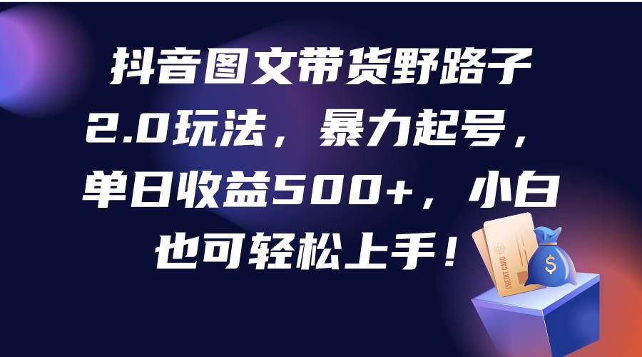 抖音图文带货野路子2.0玩法，暴力起号，单日收益500+，小白也可轻松上手！-千图副业网