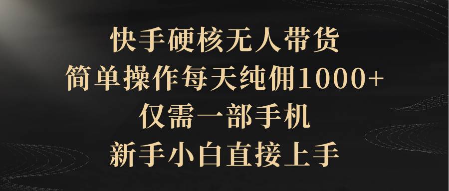 快手硬核无人带货，简单操作每天纯佣1000+,仅需一部手机，新手小白直接上手-千图副业网