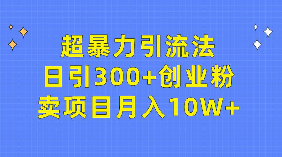 超暴力引流法，日引300+创业粉，卖项目月入10W+-千图副业网