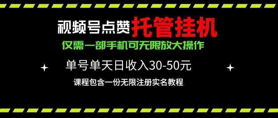 视频号点赞托管挂机，单号单天利润30~50，一部手机无限放大（附带无限…-千图副业网