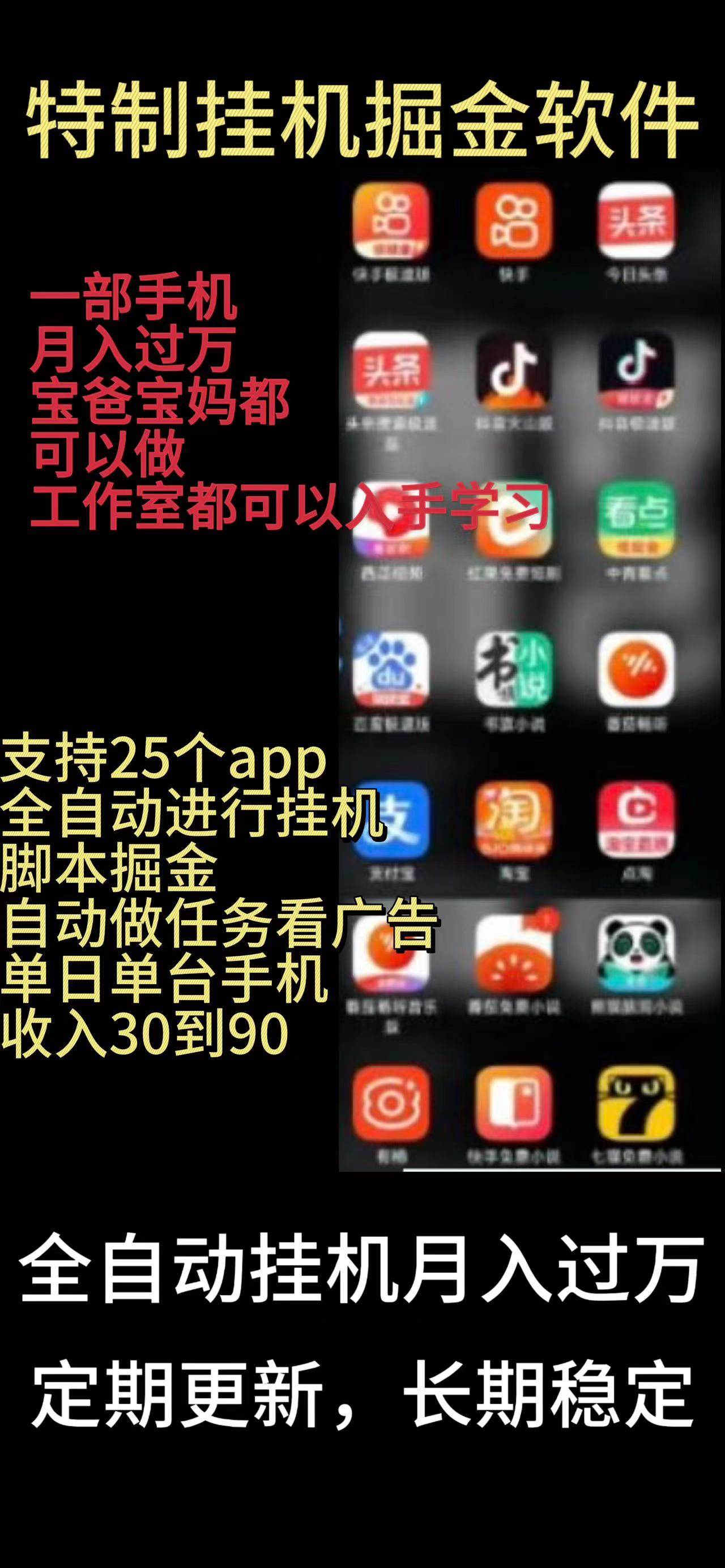 靠挂机月入过万，纯挂机适合宝爸宝妈学生党操作，24小时无脑挂机单机一…-千图副业网