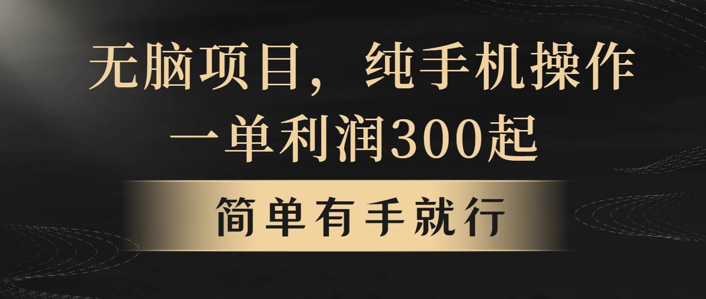 无脑项目，一单几百块，轻松月入5w+，看完就能直接操作-千图副业网